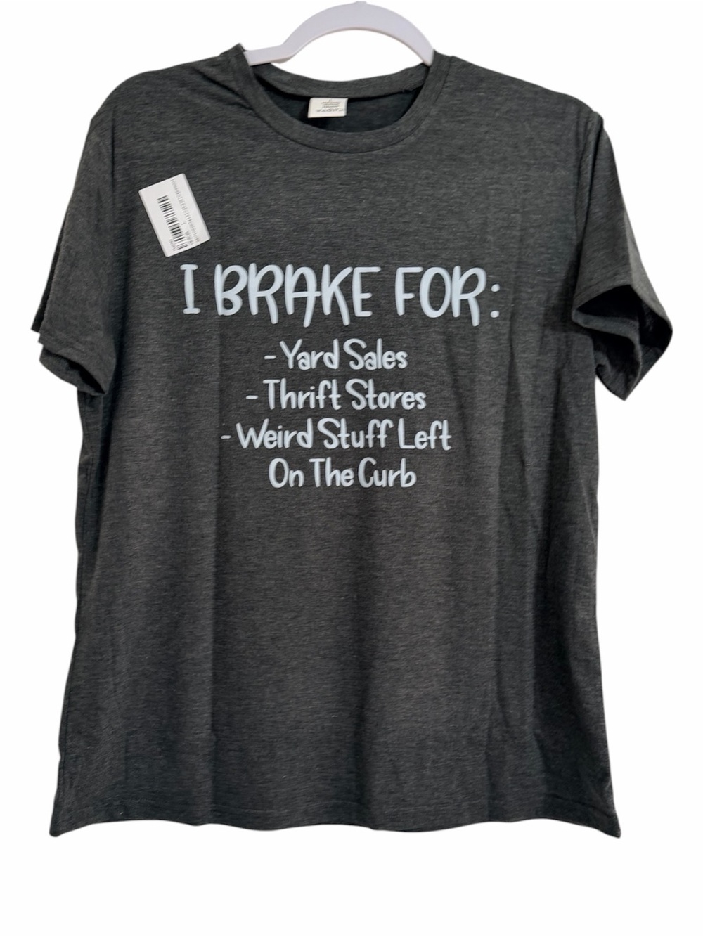 I Brake For Thrift Finds Short Sleeve Tee - Charcoal